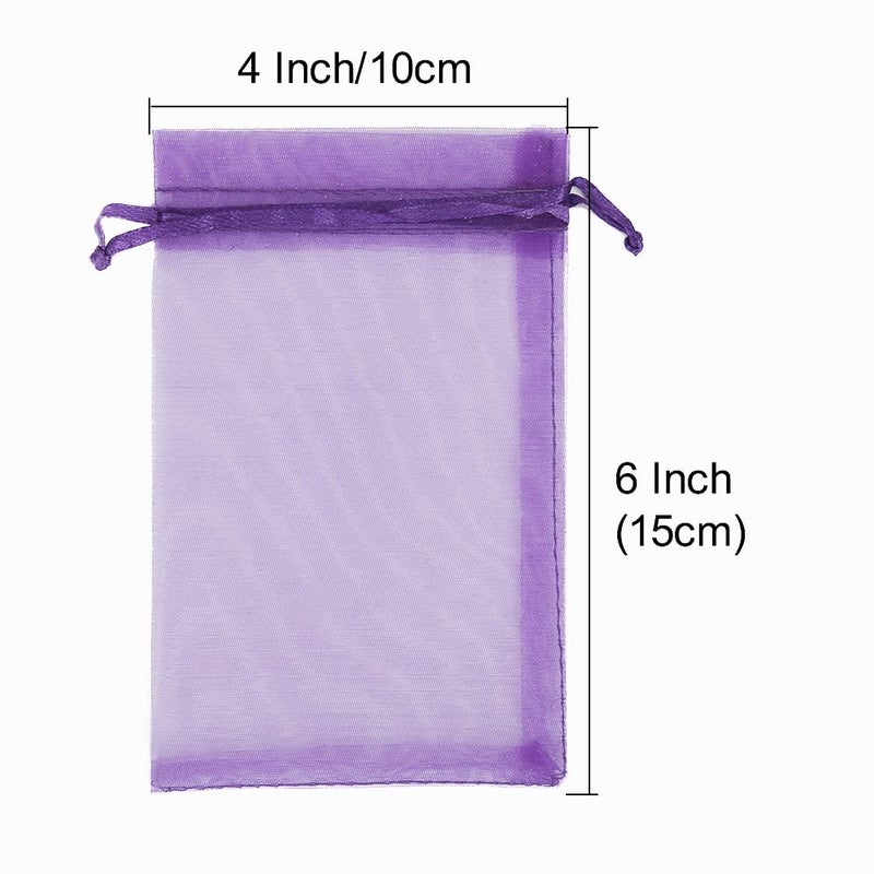 HRX Package 100pcs Organza Bags, 4 x 6 inches Christmas Wedding Favors Gift Drawstring Bags Jewelry Pouches Candy Pouches(Purple) - Image 3